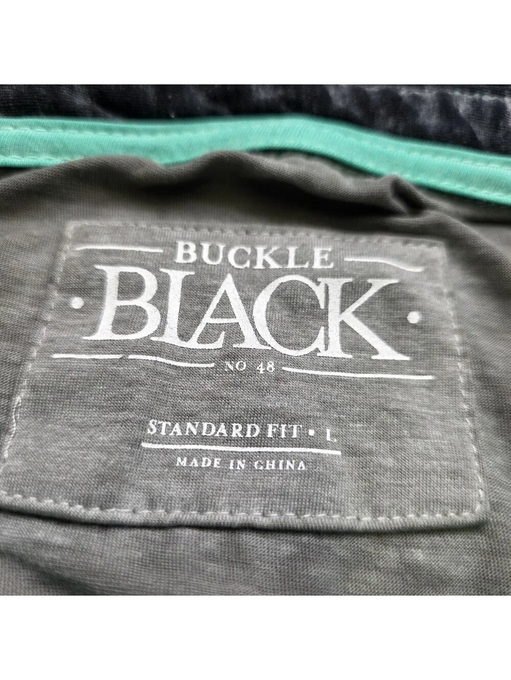 Buckle BKE Black Green Contrast Sleeves Polo Shirt LG Standard (fits tight)